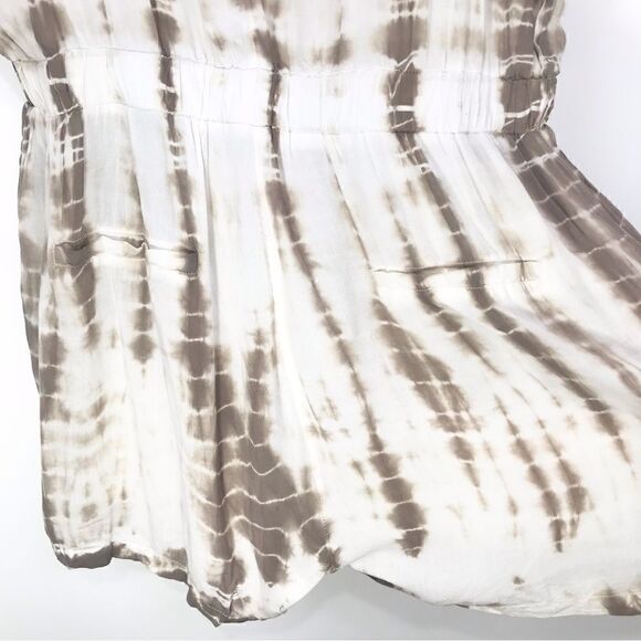 Charlotte Tarantola Tan White Tie Dye Sleeveless Drawstring Waist Romper - Picture 8 of 13